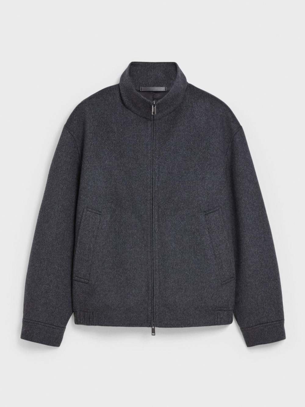 Theory Dark Charcoal Melange Straight Double-Face Wool-Cashmere  XL